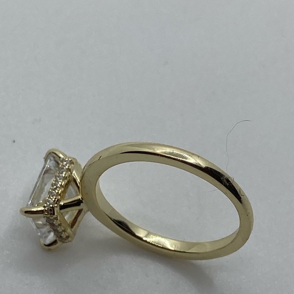 Sterling Silver Gold Plated Emerald Cut Cz Ring Sz 5.25 - Picture 4 of 9